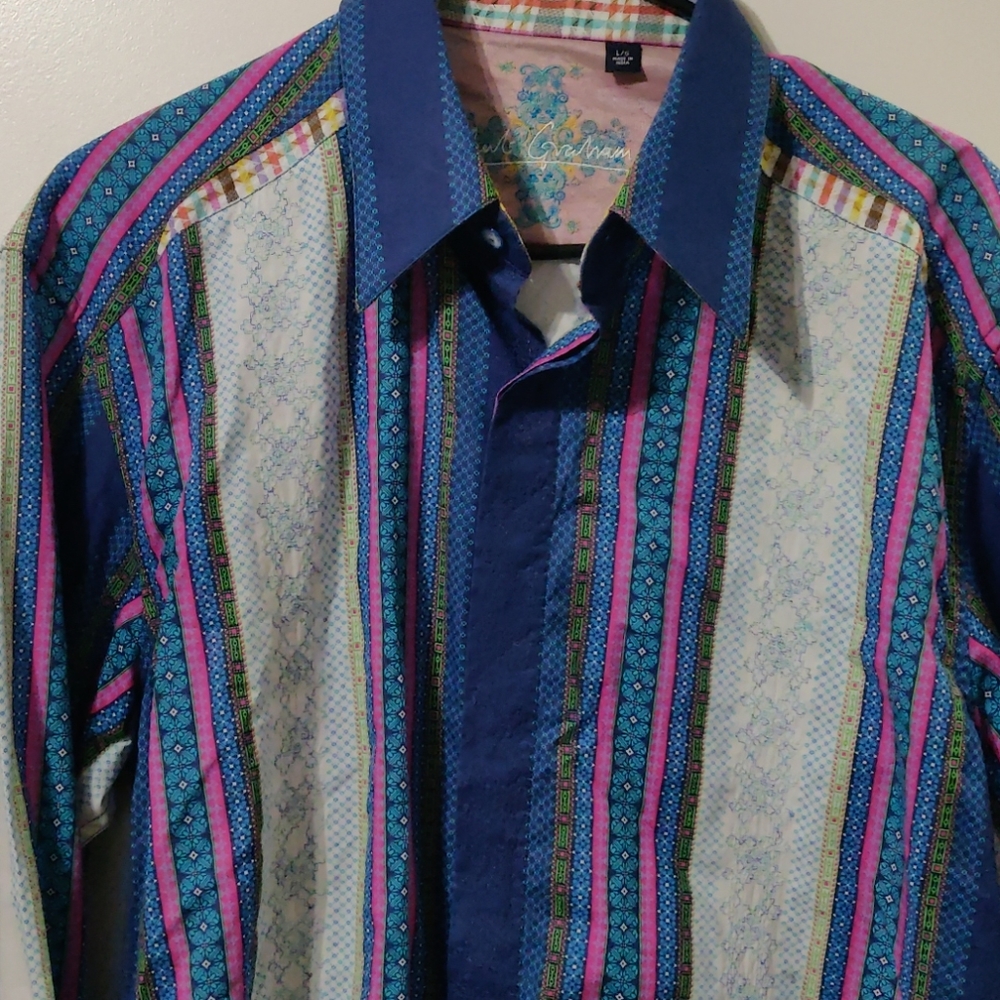 Robert Graham Button Down Long Sleeve Shirt Sz L